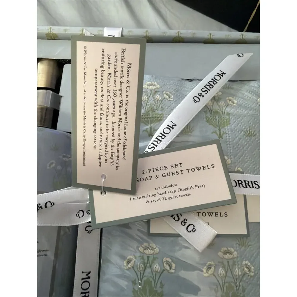 Morris & Co. English Pear Hand Soap and Guest Towel Gift Set New In Package